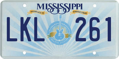 MS license plate LKL261