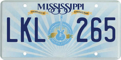 MS license plate LKL265