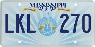 MS license plate LKL270