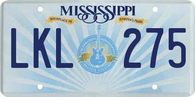 MS license plate LKL275
