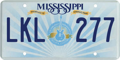 MS license plate LKL277