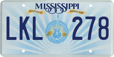 MS license plate LKL278