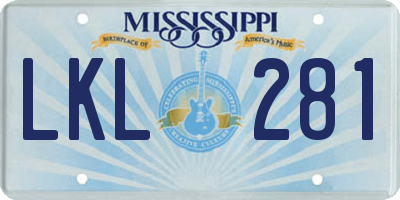 MS license plate LKL281