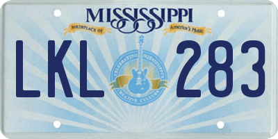 MS license plate LKL283