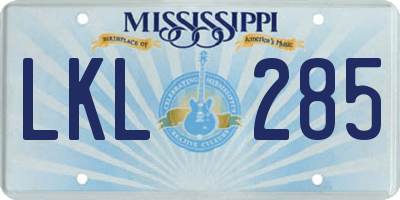MS license plate LKL285