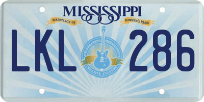 MS license plate LKL286