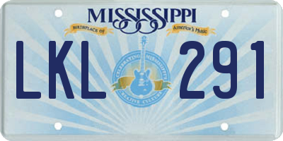 MS license plate LKL291
