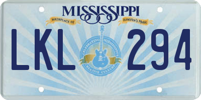 MS license plate LKL294