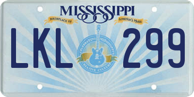 MS license plate LKL299