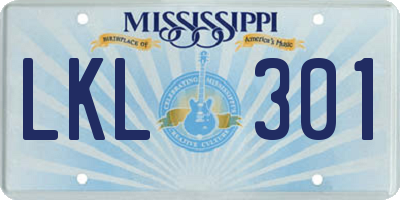 MS license plate LKL301