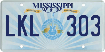 MS license plate LKL303