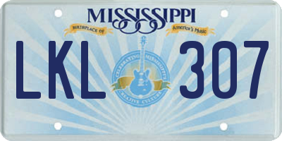 MS license plate LKL307