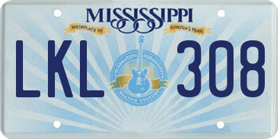 MS license plate LKL308
