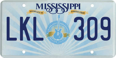 MS license plate LKL309
