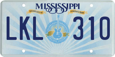 MS license plate LKL310