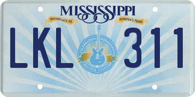 MS license plate LKL311
