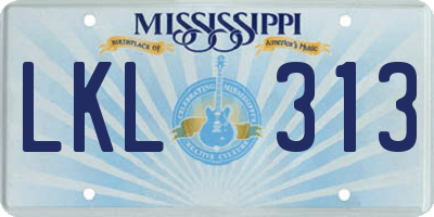 MS license plate LKL313