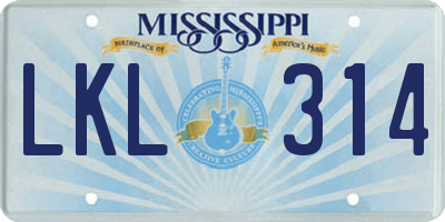 MS license plate LKL314