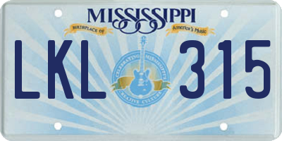 MS license plate LKL315
