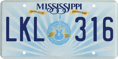 MS license plate LKL316