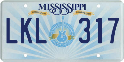 MS license plate LKL317