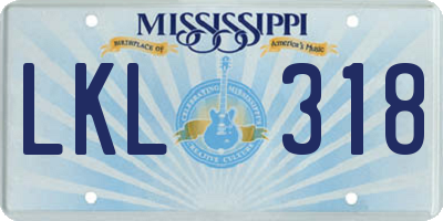 MS license plate LKL318