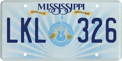 MS license plate LKL326