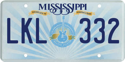 MS license plate LKL332