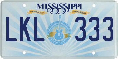 MS license plate LKL333