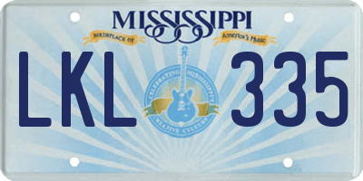 MS license plate LKL335