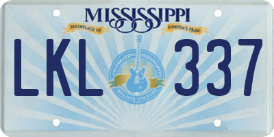 MS license plate LKL337