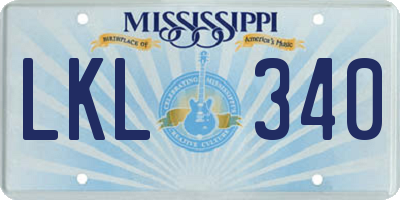 MS license plate LKL340