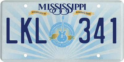 MS license plate LKL341