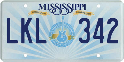 MS license plate LKL342
