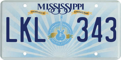 MS license plate LKL343