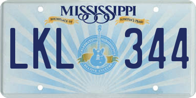 MS license plate LKL344