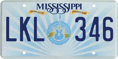 MS license plate LKL346