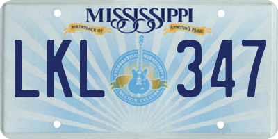 MS license plate LKL347