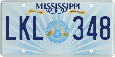 MS license plate LKL348