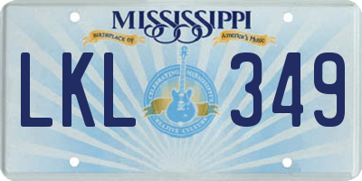 MS license plate LKL349