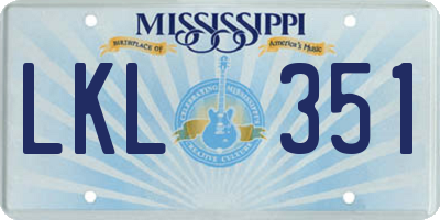 MS license plate LKL351
