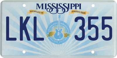 MS license plate LKL355