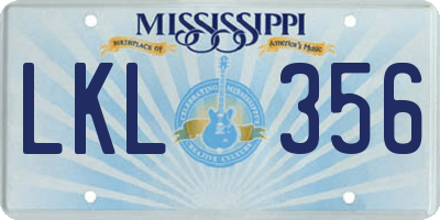 MS license plate LKL356