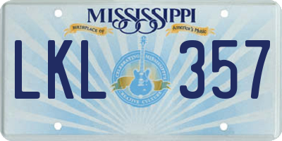 MS license plate LKL357