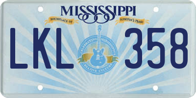 MS license plate LKL358