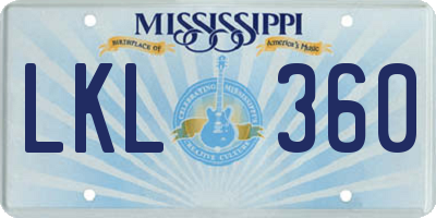 MS license plate LKL360