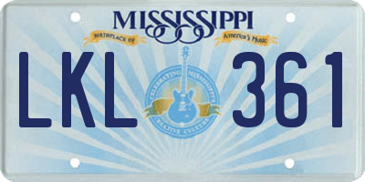 MS license plate LKL361