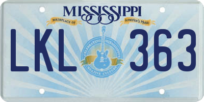 MS license plate LKL363