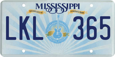 MS license plate LKL365
