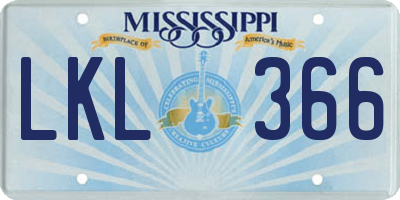 MS license plate LKL366